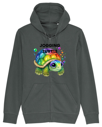Broasca testoasa pictata in acuarela cu mesajul Jogging Turtle Anthracite