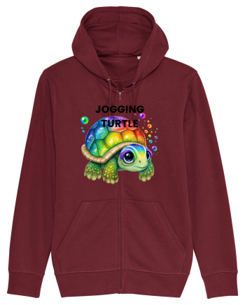 Broasca testoasa pictata in acuarela cu mesajul Jogging Turtle Burgundy