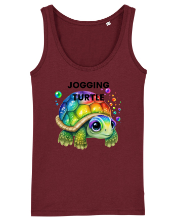 Broasca testoasa pictata in acuarela cu mesajul Jogging Turtle Burgundy