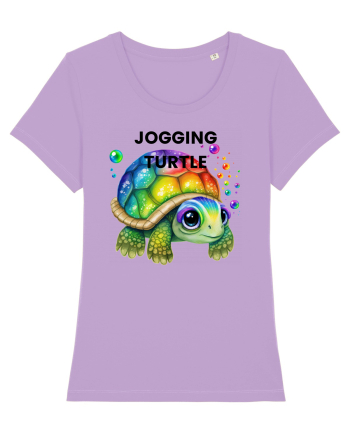 Broasca testoasa pictata in acuarela cu mesajul Jogging Turtle Lavender Dawn