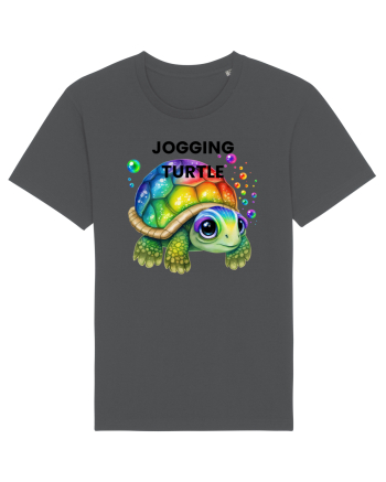 Broasca testoasa pictata in acuarela cu mesajul Jogging Turtle Anthracite