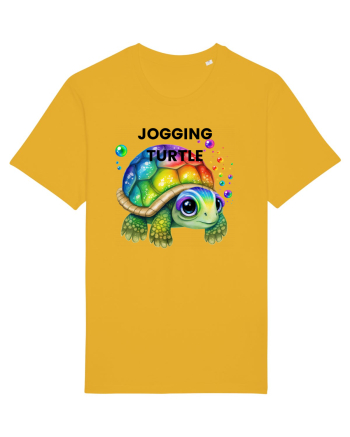 Broasca testoasa pictata in acuarela cu mesajul Jogging Turtle Spectra Yellow