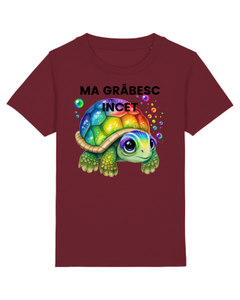 Broasca testoasa pictata in acuarela cu mesajul Ma grabesc Incet Burgundy