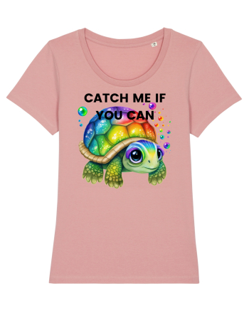Broasca testoasa pictata in acuarela cu mesajul Catch Me If You Can Canyon Pink