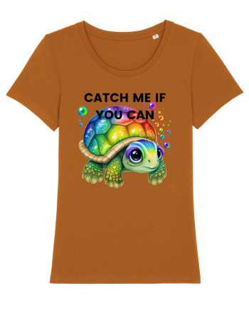 Broasca testoasa pictata in acuarela cu mesajul Catch Me If You Can Roasted Orange