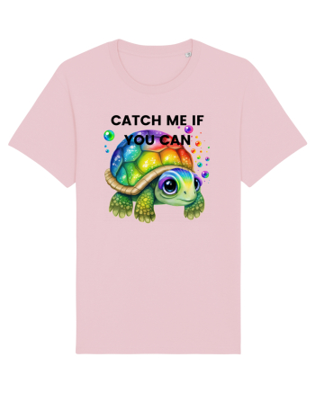 Broasca testoasa pictata in acuarela cu mesajul Catch Me If You Can Cotton Pink