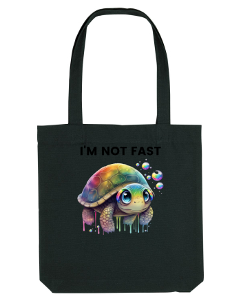 Broasca testoasa pictata in acuarela cu mesajul I'm not fast Black