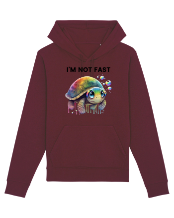 Broasca testoasa pictata in acuarela cu mesajul I'm not fast Burgundy