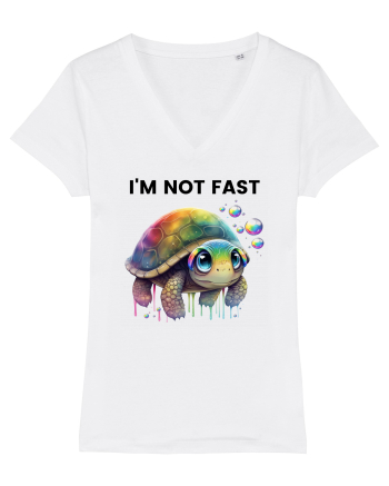 Broasca testoasa pictata in acuarela cu mesajul I'm not fast White