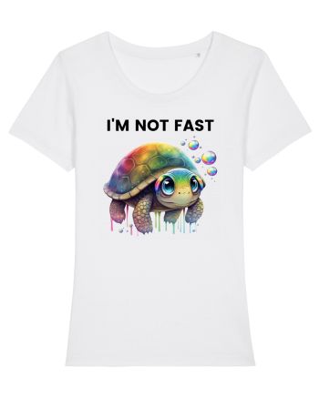 Broasca testoasa pictata in acuarela cu mesajul I'm not fast White