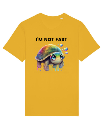 Broasca testoasa pictata in acuarela cu mesajul I'm not fast Spectra Yellow