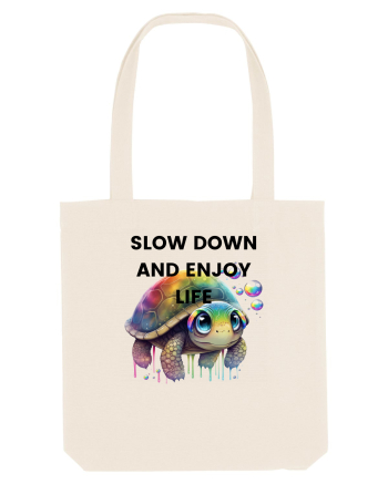 Broasca testoasa pictata in acuarela cu mesajul  Slow Down and Enjoy Life Natural