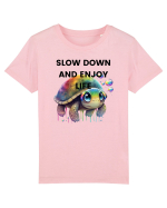 Broasca testoasa pictata in acuarela cu mesajul  Slow Down and Enjoy Life Tricou mânecă scurtă  Copii Mini Creator