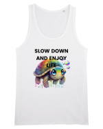 Broasca testoasa pictata in acuarela cu mesajul  Slow Down and Enjoy Life Maiou Bărbat Runs