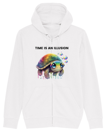 Broasca testoasa pictata in acuarela cu mesajul  Time is an Illusion White