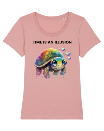 Broasca testoasa pictata in acuarela cu mesajul  Time is an Illusion Canyon Pink