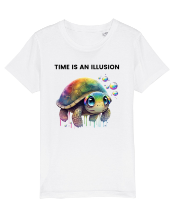 Broasca testoasa pictata in acuarela cu mesajul  Time is an Illusion White