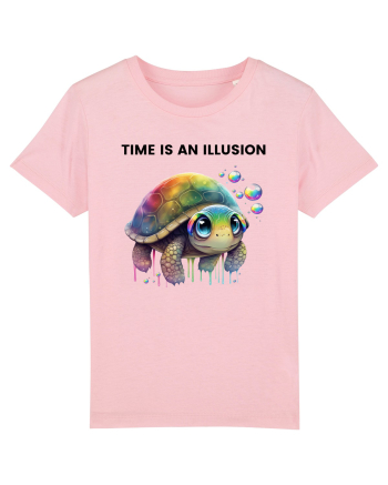 Broasca testoasa pictata in acuarela cu mesajul  Time is an Illusion Cotton Pink
