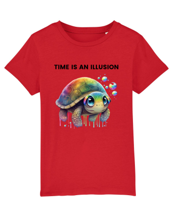 Broasca testoasa pictata in acuarela cu mesajul  Time is an Illusion Red
