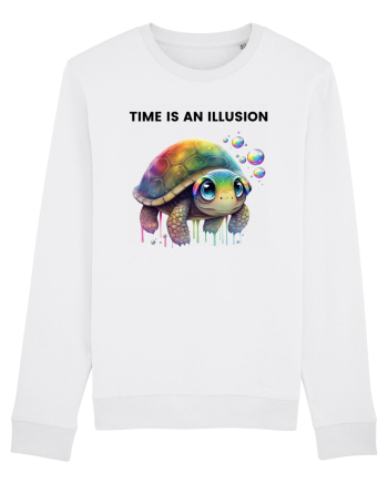 Broasca testoasa pictata in acuarela cu mesajul  Time is an Illusion White