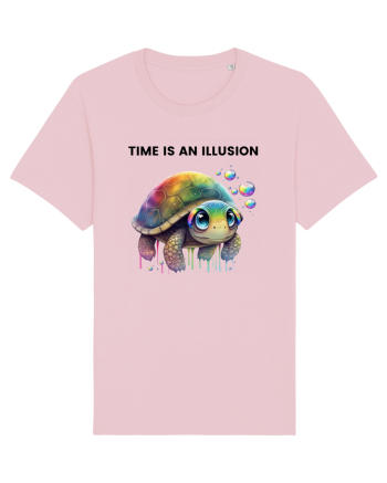 Broasca testoasa pictata in acuarela cu mesajul  Time is an Illusion Cotton Pink
