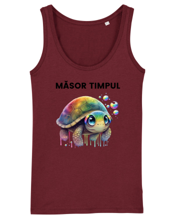 Broasca testoasa pictata in acuarela cu mesajul  Masot Timpul Burgundy