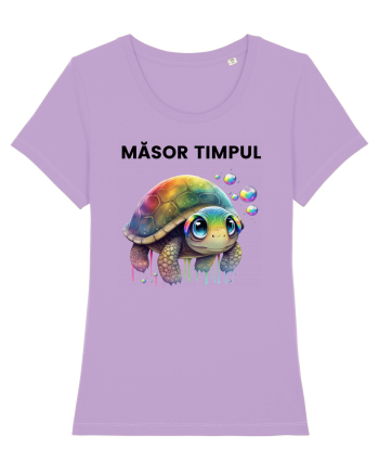 Broasca testoasa pictata in acuarela cu mesajul  Masot Timpul Lavender Dawn