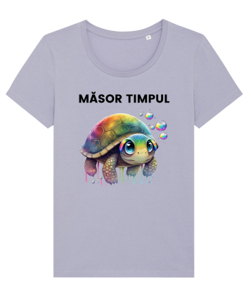Broasca testoasa pictata in acuarela cu mesajul  Masot Timpul Lavender