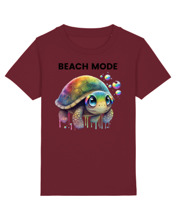 Broasca testoasa pictata in acuarela cu mesajul  Beach Mode Burgundy
