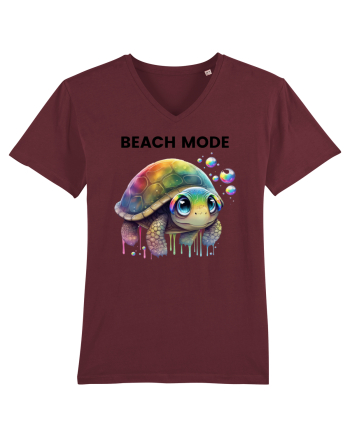Broasca testoasa pictata in acuarela cu mesajul  Beach Mode Burgundy
