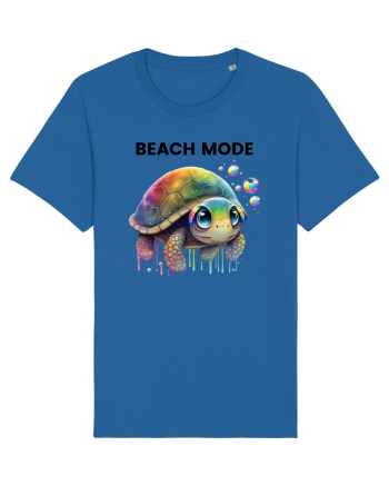 Broasca testoasa pictata in acuarela cu mesajul  Beach Mode Royal Blue