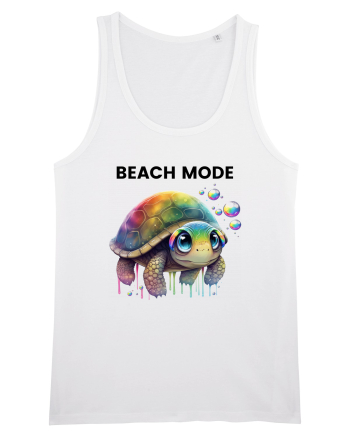 Broasca testoasa pictata in acuarela cu mesajul  Beach Mode White