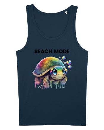 Broasca testoasa pictata in acuarela cu mesajul  Beach Mode Navy