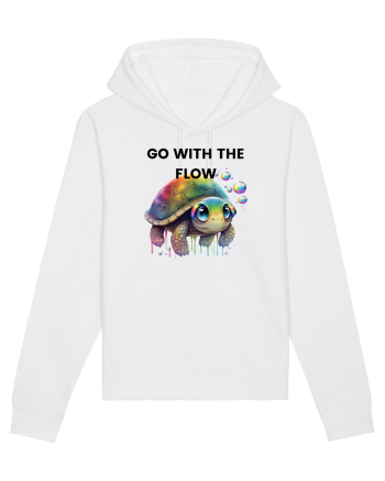 Broasca testoasa pictata in acuarela cu mesajul  Go with the Flow White