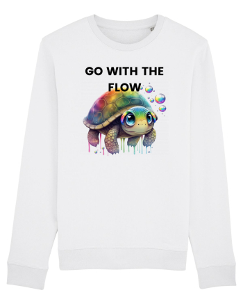 Broasca testoasa pictata in acuarela cu mesajul  Go with the Flow White