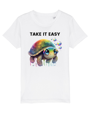 Broasca testoasa pictata in acuarela cu mesajul  Take it Easy White