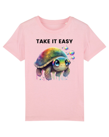 Broasca testoasa pictata in acuarela cu mesajul  Take it Easy Cotton Pink