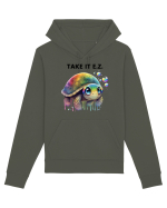 Broasca testoasa pictata in acuarela cu mesajul  Take it E.Z. Hanorac Unisex Drummer
