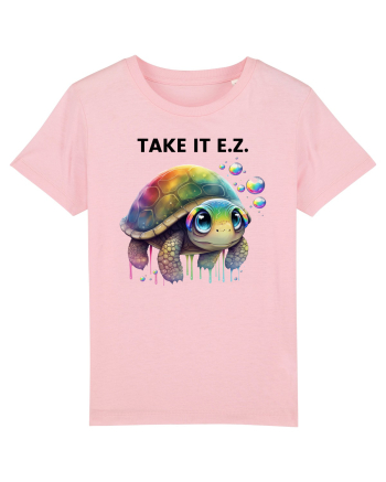 Broasca testoasa pictata in acuarela cu mesajul  Take it E.Z. Cotton Pink