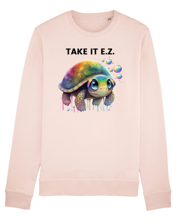 Broasca testoasa pictata in acuarela cu mesajul  Take it E.Z. Candy Pink