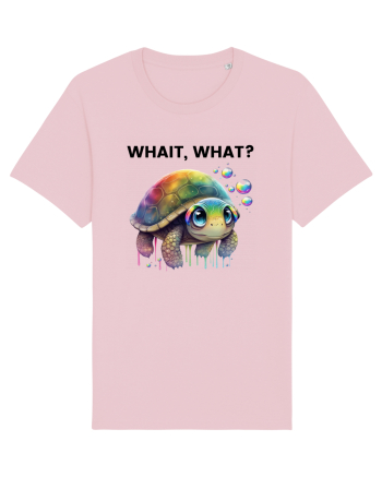 Broasca testoasa pictata in acuarela cu mesajul Wait, What? Cotton Pink