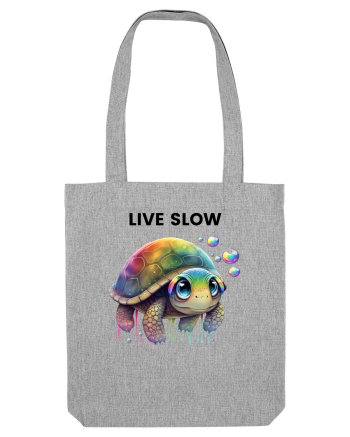 Broasca testoasa pictata in acuarela cu mesajul Live Slow Heather Grey