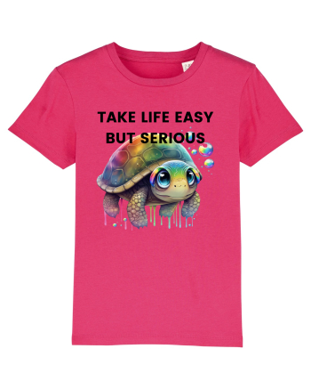 Broasca testoasa pictata in acuarela cu mesajul Take Life Easy but Serious Raspberry