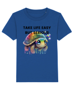 Broasca testoasa pictata in acuarela cu mesajul Take Life Easy but Serious Tricou mânecă scurtă  Copii Mini Creator