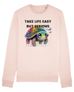 Broasca testoasa pictata in acuarela cu mesajul Take Life Easy but Serious Bluză mânecă lungă Unisex Rise