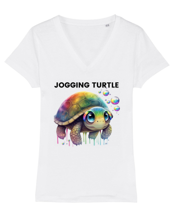 Broasca testoasa pictata in acuarela cu mesajul Jogging Turtle White