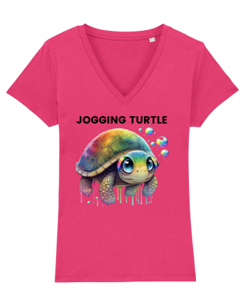 Broasca testoasa pictata in acuarela cu mesajul Jogging Turtle Raspberry