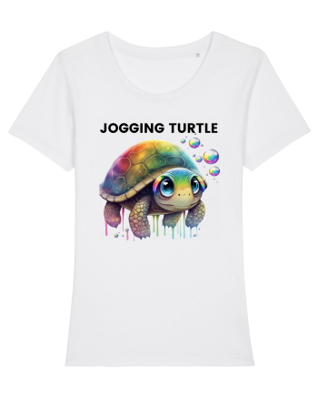 Broasca testoasa pictata in acuarela cu mesajul Jogging Turtle White