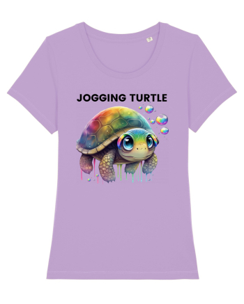 Broasca testoasa pictata in acuarela cu mesajul Jogging Turtle Lavender Dawn