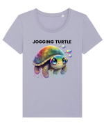 Broasca testoasa pictata in acuarela cu mesajul Jogging Turtle Tricou mânecă scurtă guler larg fitted Damă Expresser